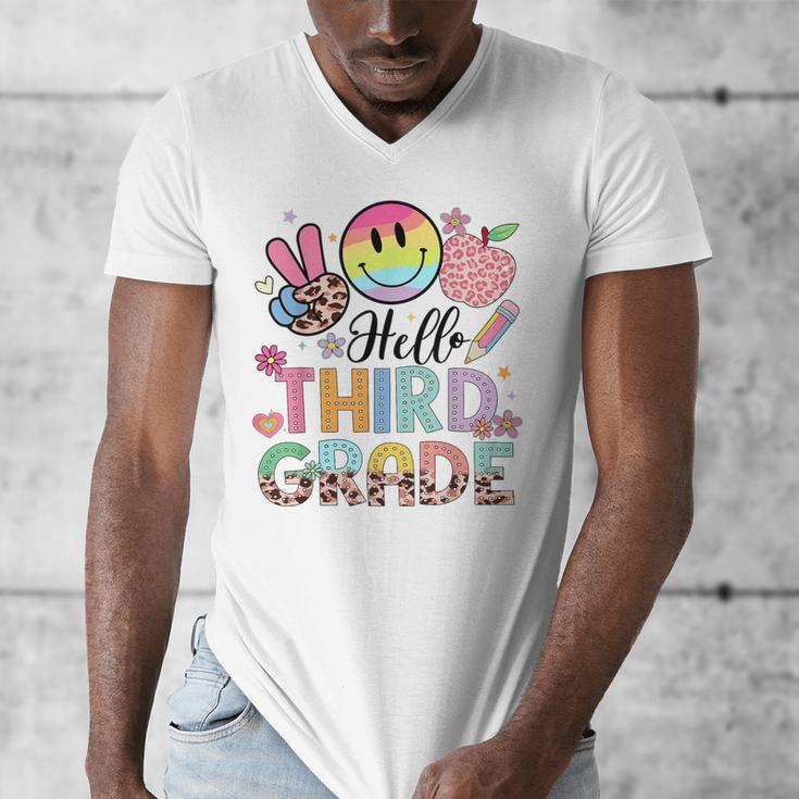 Hello 3rd Grade Boy Girl Teacher Back To School 3rd Grade Men's V-Neck T-Shirt, funny design Hello 3rd Grade Boy Girl Teacher Back To School 3rd Grade Men's V-Neck T-Shirt, funny design