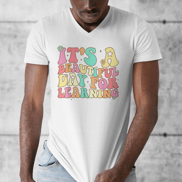 It's Beautiful Day For Learning Retro Teacher Students Women Men's V-Neck T-Shirt, funny design It's Beautiful Day For Learning Retro Teacher Students Women Men's V-Neck T-Shirt, funny design