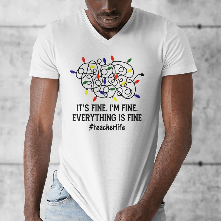 It's Fine I'm Fine Christmas Lights Teacher Xmas Men's V-Neck T-Shirt, funny design It's Fine I'm Fine Christmas Lights Teacher Xmas Men's V-Neck T-Shirt, funny design