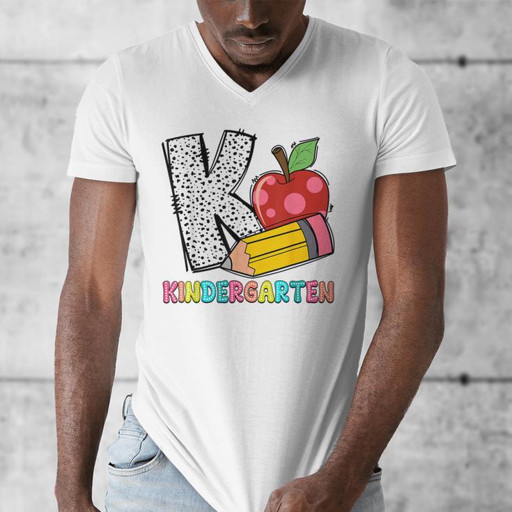 K Is For Kindergarten Teacher Pencil Apple Back To School Men's V-Neck T-Shirt, funny design K Is For Kindergarten Teacher Pencil Apple Back To School Men's V-Neck T-Shirt, funny design
