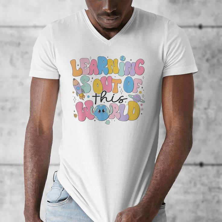 Learning Is Out Of This World Solar System Science Teacher Men's V-Neck T-Shirt, Science Teacher Gifts, funny design