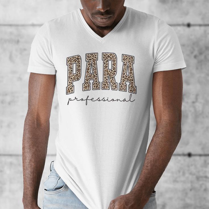 Leopard Paraprofessional Back To School Para Squad Teacher Men's V-Neck T-Shirt, funny design Leopard Paraprofessional Back To School Para Squad Teacher Men's V-Neck T-Shirt, funny design