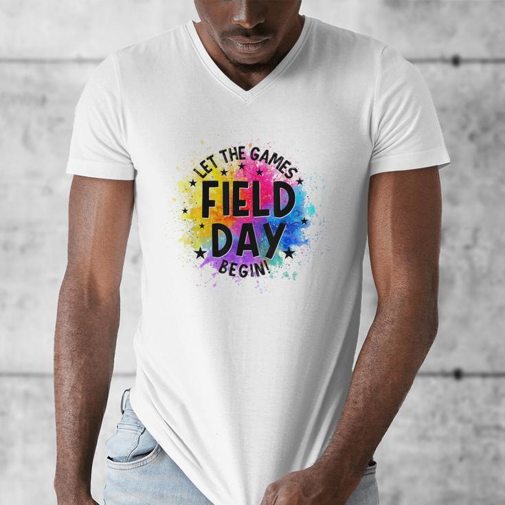 Let The Games Begin Field Day Fun Day Teachers Boys Girls Men's V-Neck T-Shirt, funny design