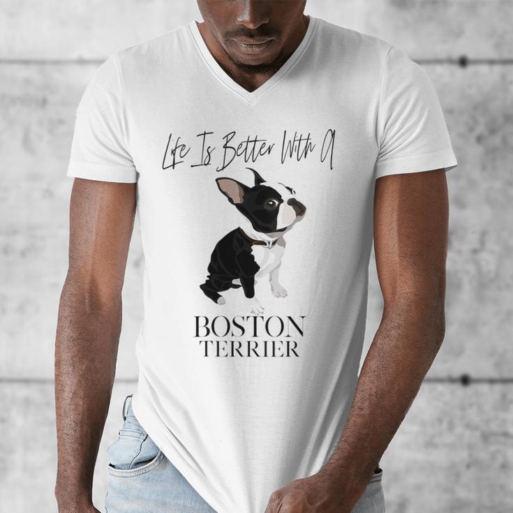 Life Is Better With A Boston Terrier Dog For Lover Men's V-Neck T-Shirt, funny design