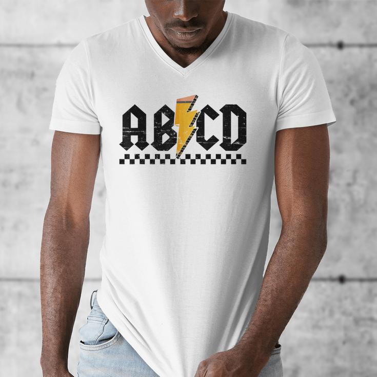 Lightning Pencil Rock'n Roll ABCD Teacher Back To School Kid Men's V-Neck T-Shirt, funny design