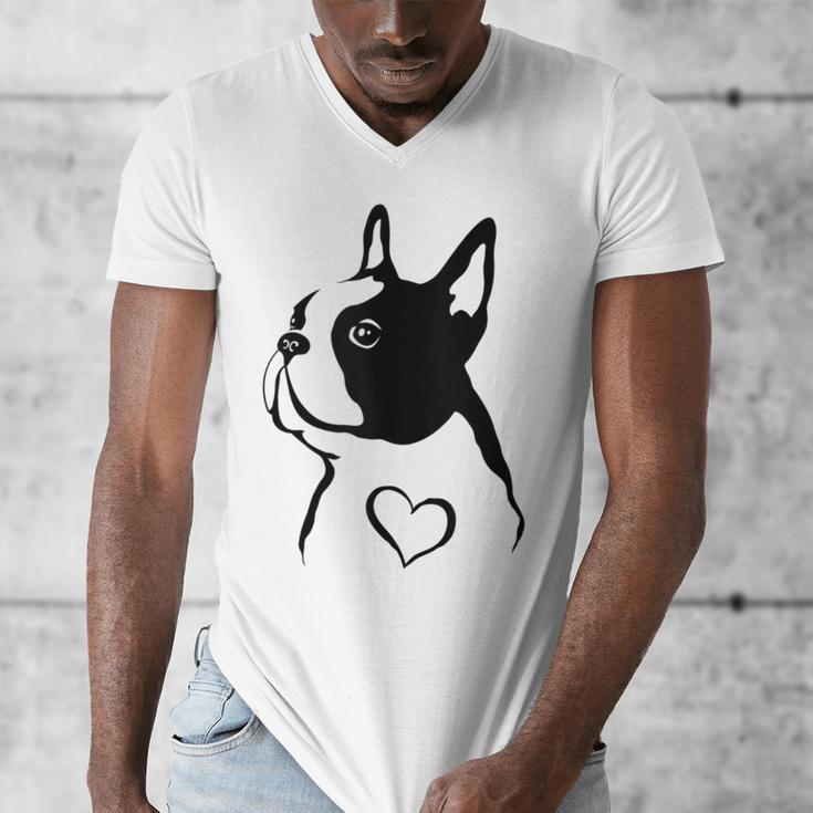 I Love My Boston Terrier Dog With Heart Men's V-Neck T-Shirt, funny design