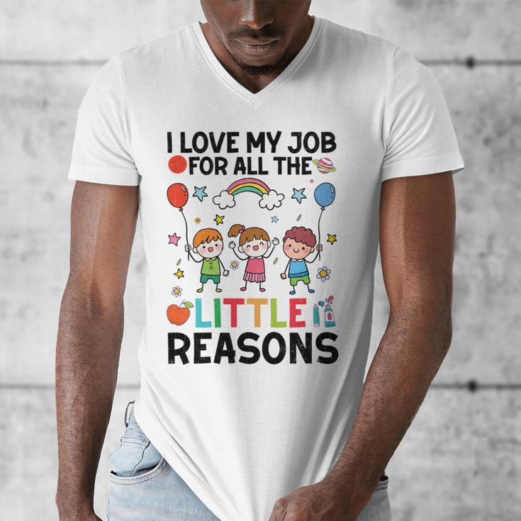 Love Job For Little Reasons Daycare Teacher Graphic Men's V-Neck T-Shirt, funny design Love Job For Little Reasons Daycare Teacher Graphic Men's V-Neck T-Shirt, funny design