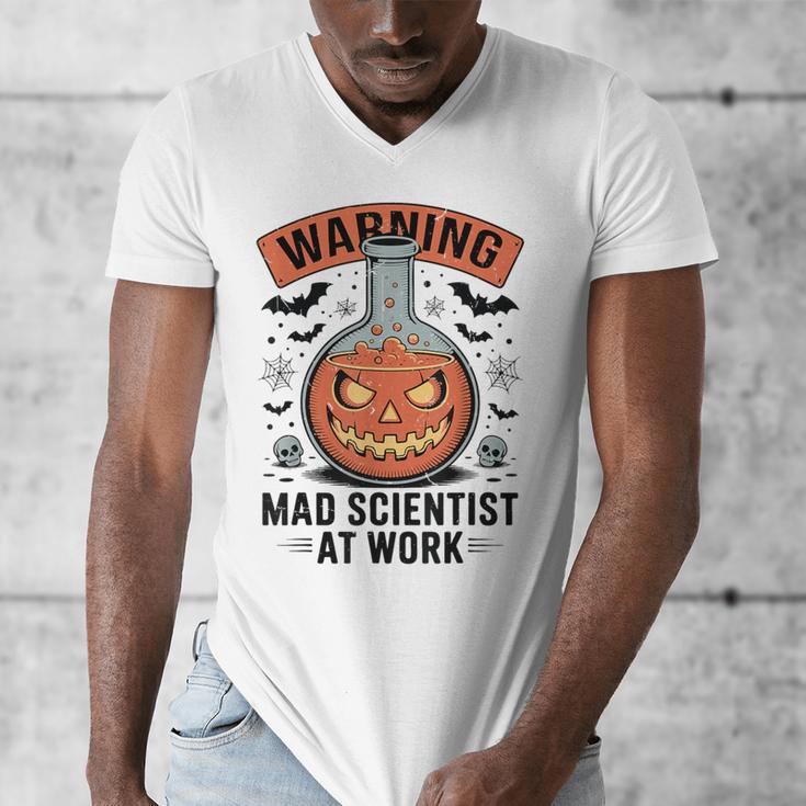 Mad Scientist Pumpkin Science Teacher Halloween Costume Kids Men's V-Neck T-Shirt, Science Teacher Gifts, funny design