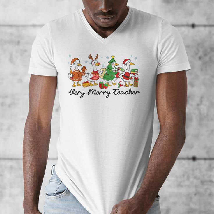 Very Merry Teacher Christmas Goose Silly Holiday Party Men's V-Neck T-Shirt, funny design Very Merry Teacher Christmas Goose Silly Holiday Party Men's V-Neck T-Shirt, funny design