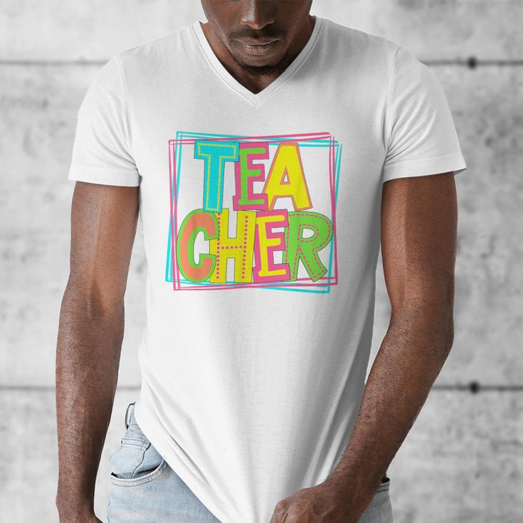 Neon Retro Teacher Cute Teacher Team New Teacher Back To Sch Men's V-Neck T-Shirt, funny design Neon Retro Teacher Cute Teacher Team New Teacher Back To Sch Men's V-Neck T-Shirt, funny design