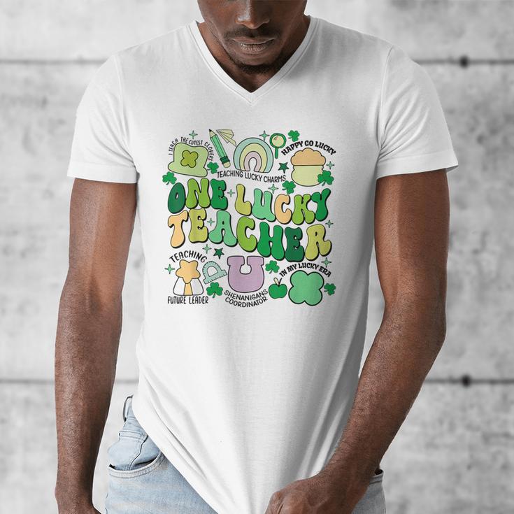 One Lucky Teacher St Patrick's Day Irish Teacher Lucky Era Men's V-Neck T-Shirt, funny design
