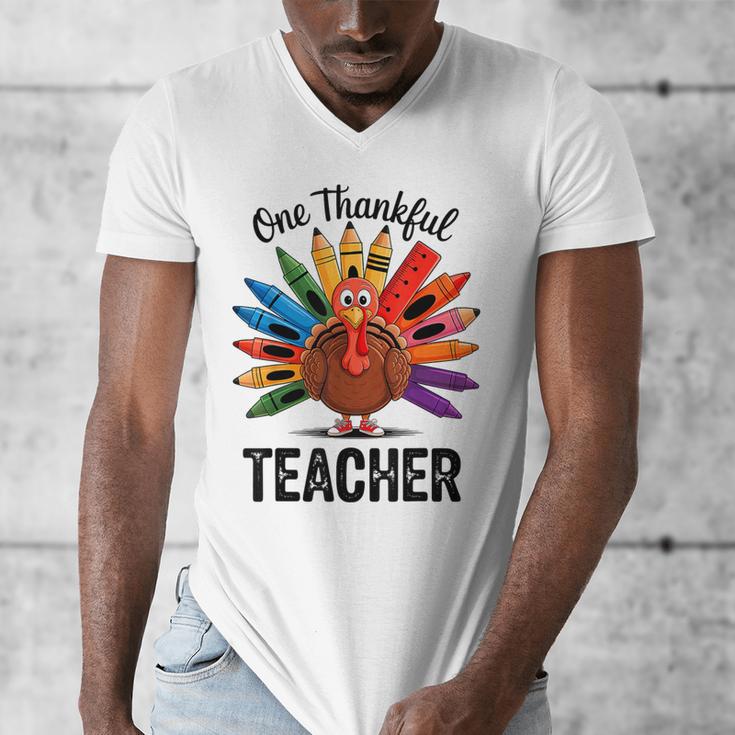 One Thankful Teacher Thanksgiving TurkeyCute Pencil Men's V-Neck T-Shirt, funny design One Thankful Teacher Thanksgiving TurkeyCute Pencil Men's V-Neck T-Shirt, funny design