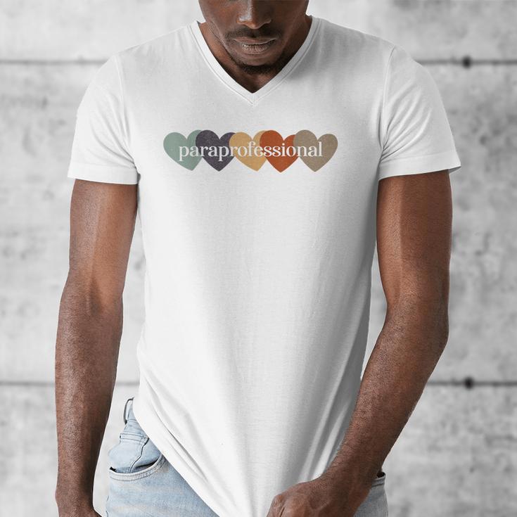 Paraprofessional Teacher Hearts Back To School Teach Rainbow Men Women Kids Men's V-Neck T-Shirt, funny design