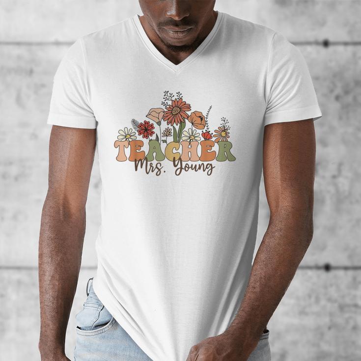 Personalized Name Teacher Mrs Young Back To School Custom Men's V-Neck T-Shirt, funny design