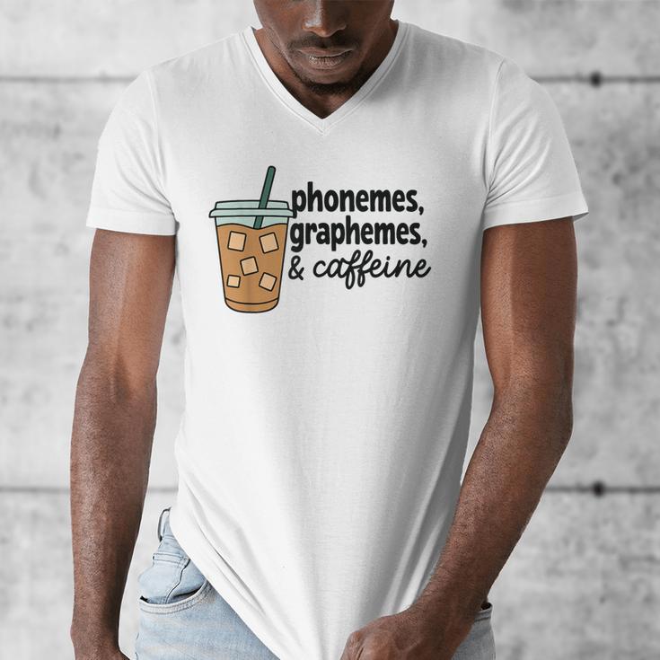 Phonemes Graphemes And Caffeine Coffee Teacher Appreciation Men's V-Neck T-Shirt, funny design Phonemes Graphemes And Caffeine Coffee Teacher Appreciation Men's V-Neck T-Shirt, funny design