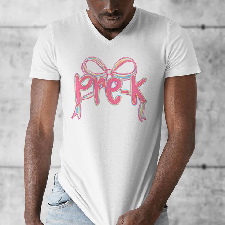 Preppy Pre k Back To School Pre-k Teachers Girls Cute Bow Men's V-Neck T-Shirt, funny design Preppy Pre k Back To School Pre-k Teachers Girls Cute Bow Men's V-Neck T-Shirt, funny design