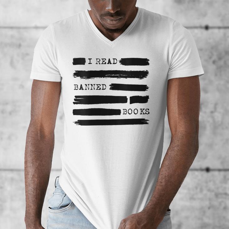 I Read Banned Books Banned Books Week Librarian Teacher Men's V-Neck T-Shirt, funny design