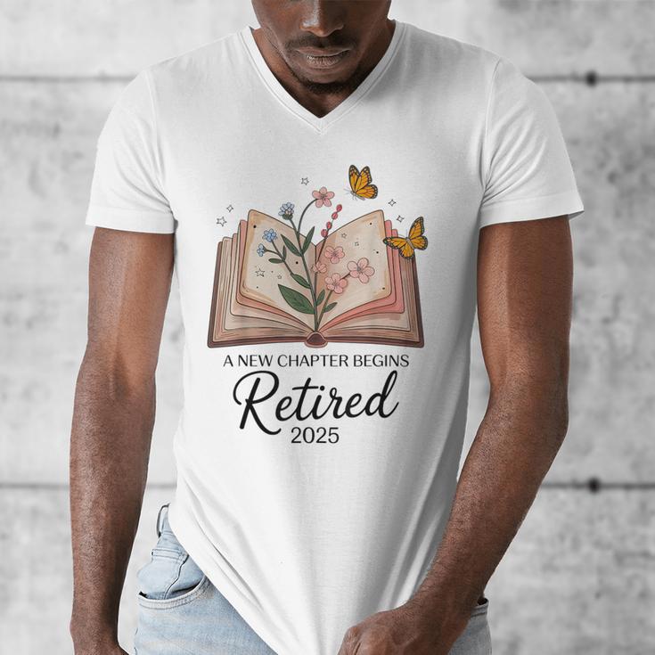 Retired 2025 A New Chapter Begins Retirement Teacher Book Men's V-Neck T-Shirt, funny design Retired 2025 A New Chapter Begins Retirement Teacher Book Men's V-Neck T-Shirt, funny design