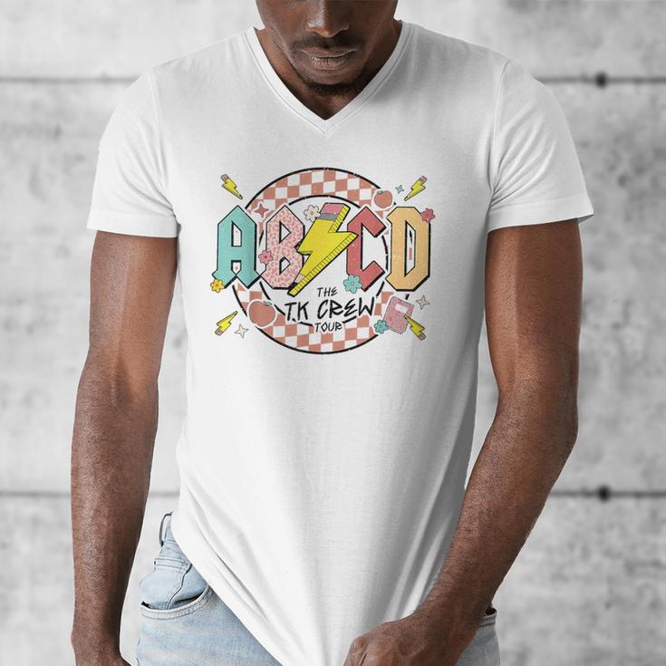 Retro ABCD Transitional Kindergarten Teacher Tour TK Teacher Men's V-Neck T-Shirt, funny design Retro ABCD Transitional Kindergarten Teacher Tour TK Teacher Men's V-Neck T-Shirt, funny design