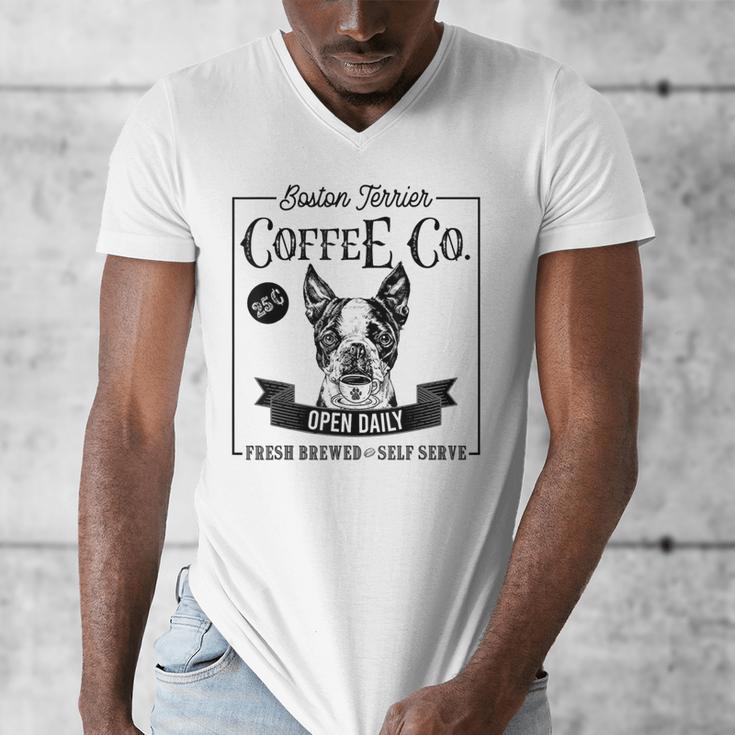 Retro Boston Terrier Coffee Dog Mom Coffee Lover Men's V-Neck T-Shirt, Couple Gifts, Mom Gifts, Boston Terrier Mom Gifts, funny design