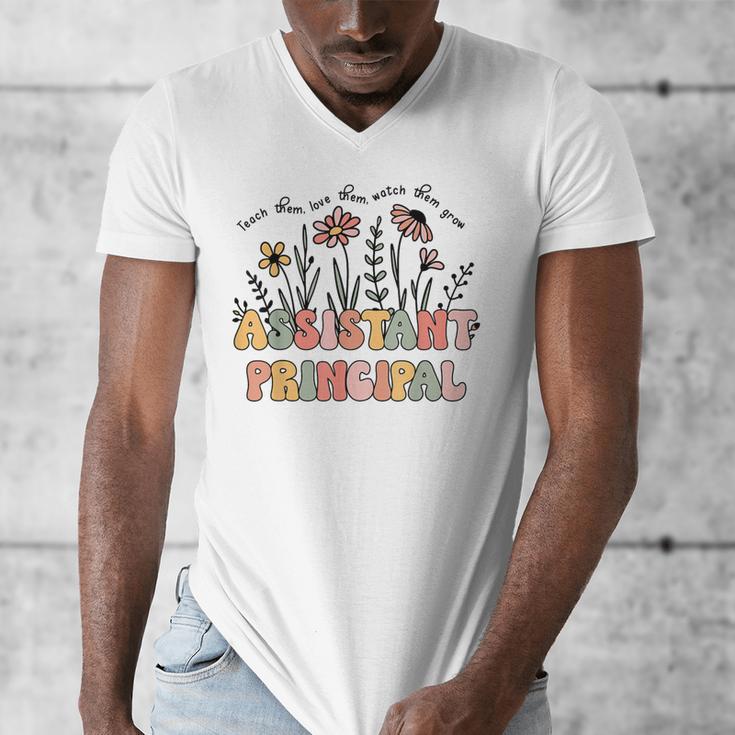 Retro Floral Assistant Principal Shirt For Teachers Day Men's V-Neck T-Shirt, funny design