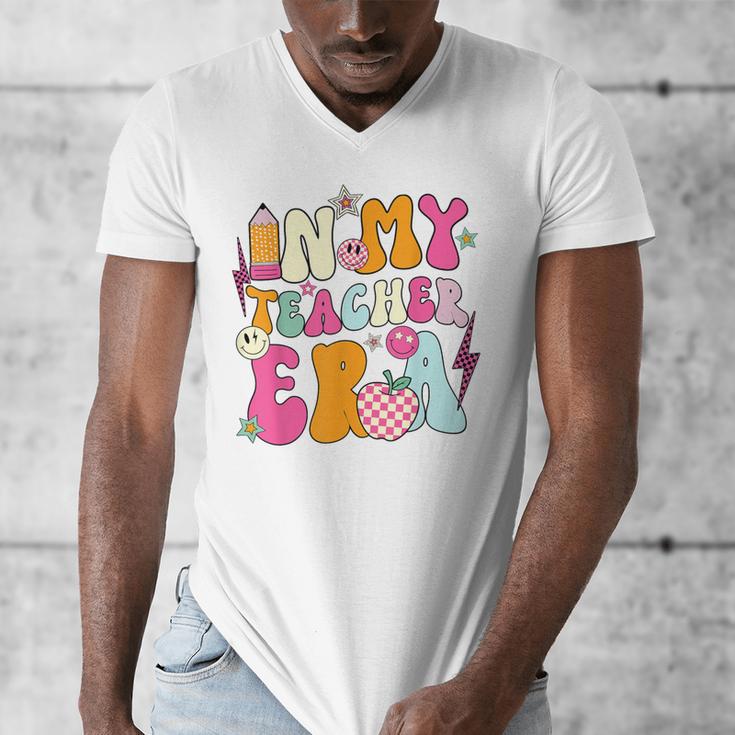 Retro Groovy In My Teaching Era Best Teacher Appreciation Men's V-Neck T-Shirt, Groovy Teacher Gifts, funny design