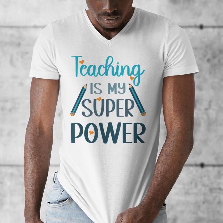 Retro Groovy Teaching Is My Super Power Teacher's Present Men Women Men's V-Neck T-Shirt, funny design Retro Groovy Teaching Is My Super Power Teacher's Present Men Women Men's V-Neck T-Shirt, funny design