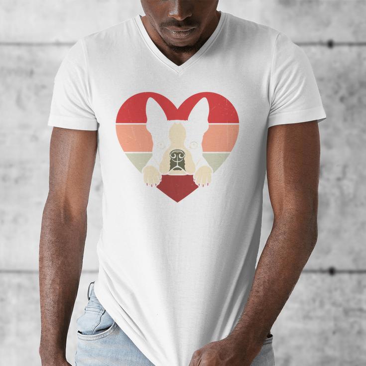 Retro Heart Boston Terrier Dog Vintage Valentine Men's V-Neck T-Shirt, funny design