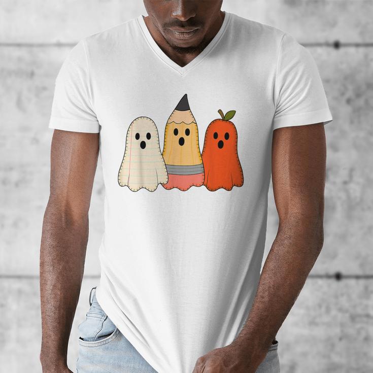Retro Pencil Ghost Boo Spooky Teacher Halloween Costume Men's V-Neck T-Shirt, funny design Retro Pencil Ghost Boo Spooky Teacher Halloween Costume Men's V-Neck T-Shirt, funny design