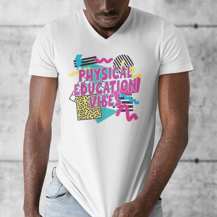 Retro Physical Education Vibes Gym Teacher Phys Ed Teacher Men's V-Neck T-Shirt, funny design