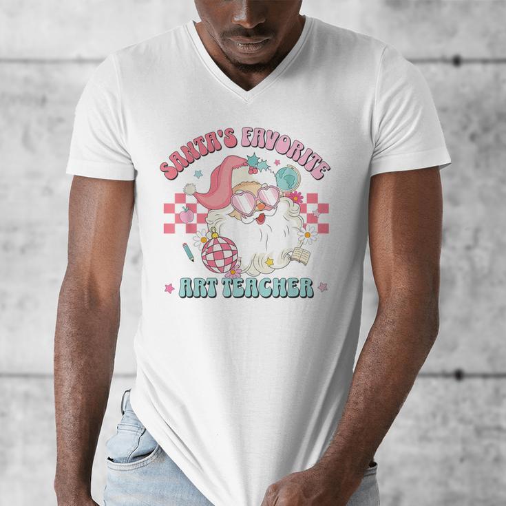 Retro Pink Christmas Santa's Favorite Art Teacher Artist Men's V-Neck T-Shirt, funny design Retro Pink Christmas Santa's Favorite Art Teacher Artist Men's V-Neck T-Shirt, funny design