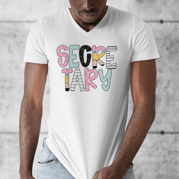 Retro Secretary Back To School Teacher Appreciation Men's V-Neck T-Shirt, funny design
