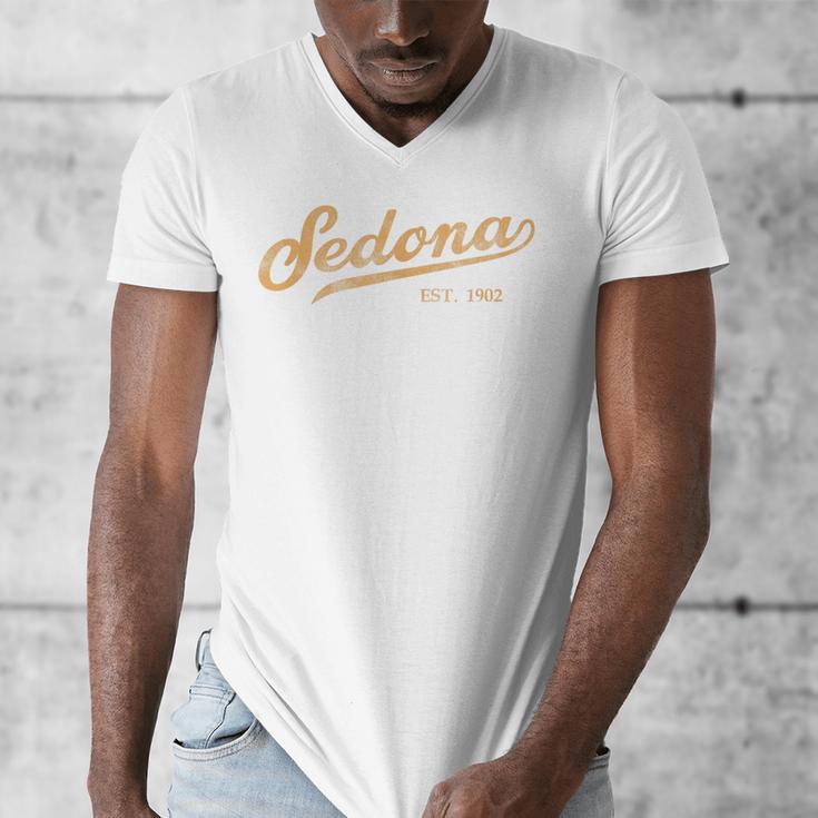 Retro Sedona Script Vintage Throwback Kids Men's V-Neck T-Shirt, funny design