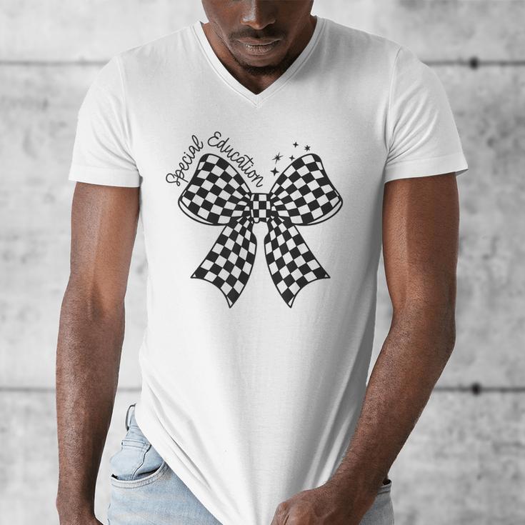 Retro Special Education Squad Coquette Bow SPED Teacher Men's V-Neck T-Shirt, funny design Retro Special Education Squad Coquette Bow SPED Teacher Men's V-Neck T-Shirt, funny design