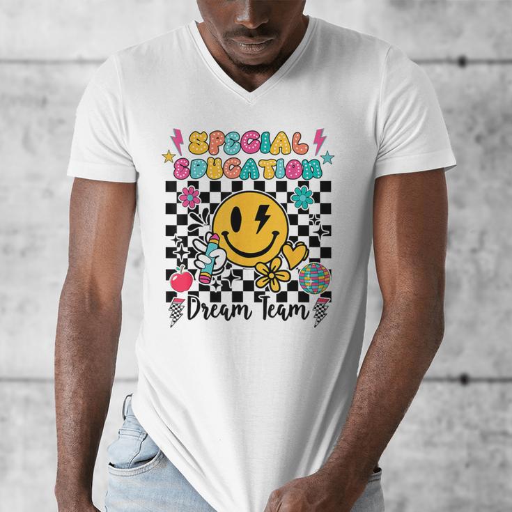 Retro Special Education Squad Groovy Dream Team Teacher Men's V-Neck T-Shirt, Groovy Teacher Gifts, funny design