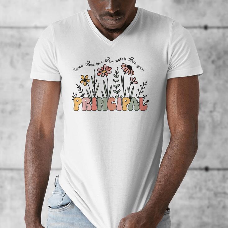 Retro Vintage Floral Principal Shirt For Women Teachers Day Men's V-Neck T-Shirt, funny design Retro Vintage Floral Principal Shirt For Women Teachers Day Men's V-Neck T-Shirt, funny design