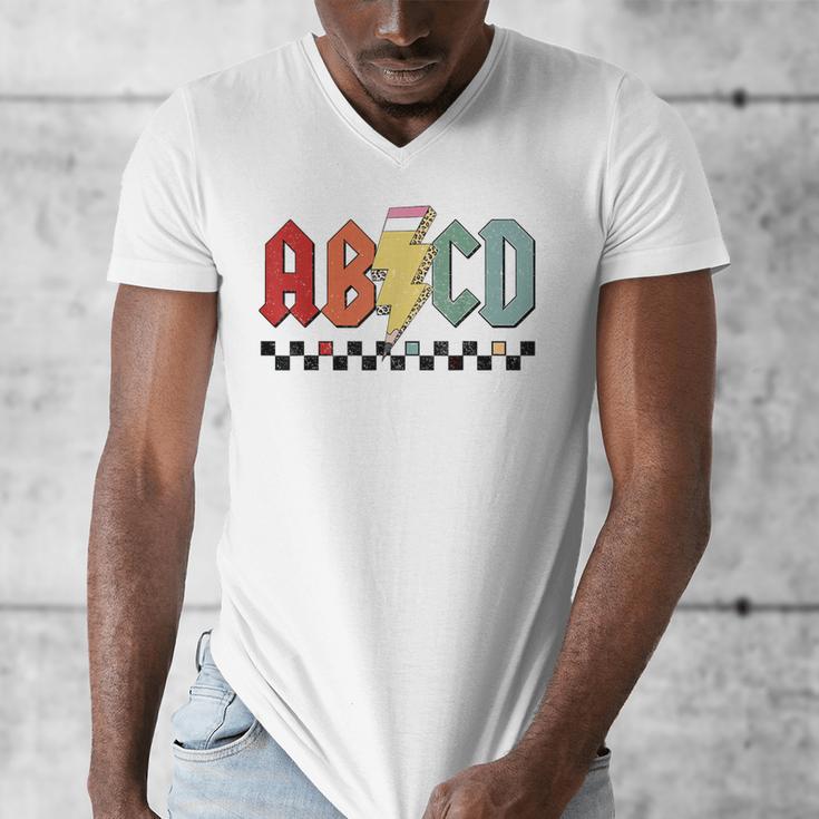 Rock Abcd Back To School Abcd Preschool Teacher Appreciation Men's V-Neck T-Shirt, funny design Rock Abcd Back To School Abcd Preschool Teacher Appreciation Men's V-Neck T-Shirt, funny design