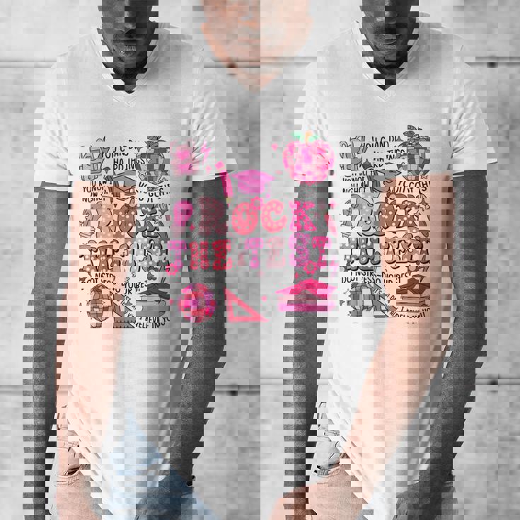 Rock The Test Testing Day Don&#x27;t Stress Do Your Best Teacher For Men Women Girls Kids Men&#x27;s V-Neck T-Shirt, funny design