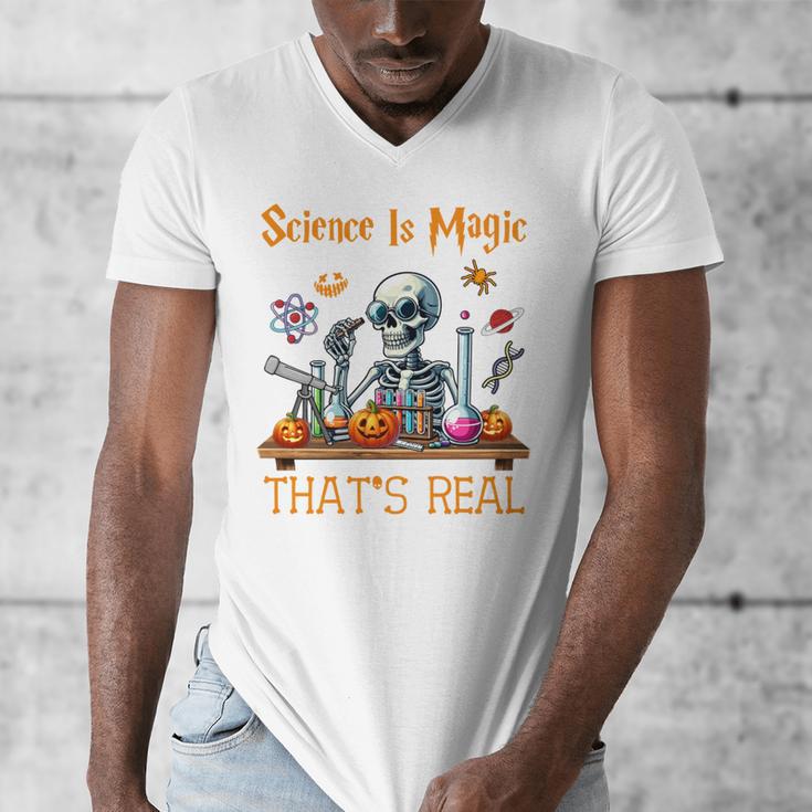 Science Is Magic Halloween Skeleton Students Teacher Men's V-Neck T-Shirt, Science Teacher Gifts, funny design Science Is Magic Halloween Skeleton Students Teacher Men's V-Neck T-Shirt, Science Teacher Gifts, funny design