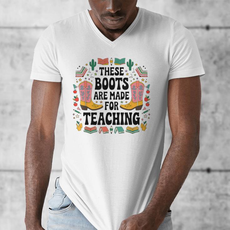 These Boots Are Made Teaching Western Cowboy Teacher Men's V-Neck T-Shirt, funny design These Boots Are Made Teaching Western Cowboy Teacher Men's V-Neck T-Shirt, funny design