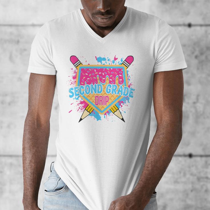 Second Grade Drip Ice Cream Home Plate Baseball Teachers Kid Men's V-Neck T-Shirt, funny design Second Grade Drip Ice Cream Home Plate Baseball Teachers Kid Men's V-Neck T-Shirt, funny design