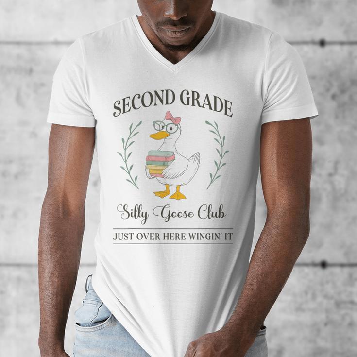 Second Grade Silly Goose Club For Teacher Or Student Men's V-Neck T-Shirt, funny design