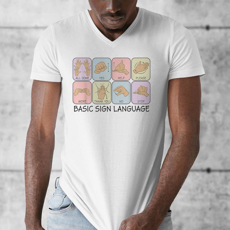 Basic Sign Language Speech Pathology Aac Sped Teacher Men's V-Neck T-Shirt, funny design Basic Sign Language Speech Pathology Aac Sped Teacher Men's V-Neck T-Shirt, funny design