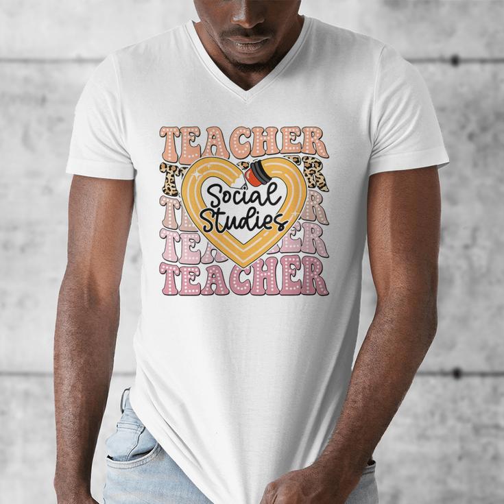 Social Studies Teacher Pencil Heart Leopard Back To School Men's V-Neck T-Shirt, funny design Social Studies Teacher Pencil Heart Leopard Back To School Men's V-Neck T-Shirt, funny design