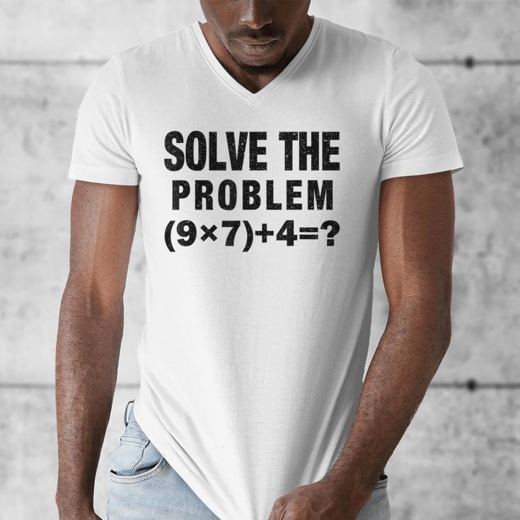 Solve The Problem 9×74 Math Teacher Men's V-Neck T-Shirt, funny design Solve The Problem 9×74 Math Teacher Men's V-Neck T-Shirt, funny design