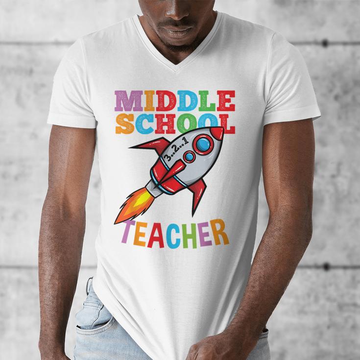 Space Middle School Teacher Back To School Men Women Kids Men's V-Neck T-Shirt, funny design