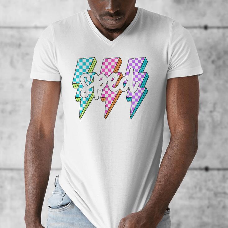 SPED Teacher Squad Lightning Bolt Special Education Men's V-Neck T-Shirt, funny design