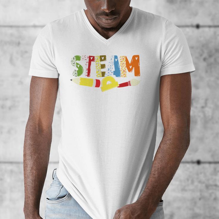 Steam Teacher Science Tech Engineering Arts Maker Men's V-Neck T-Shirt, Science Teacher Gifts, funny design