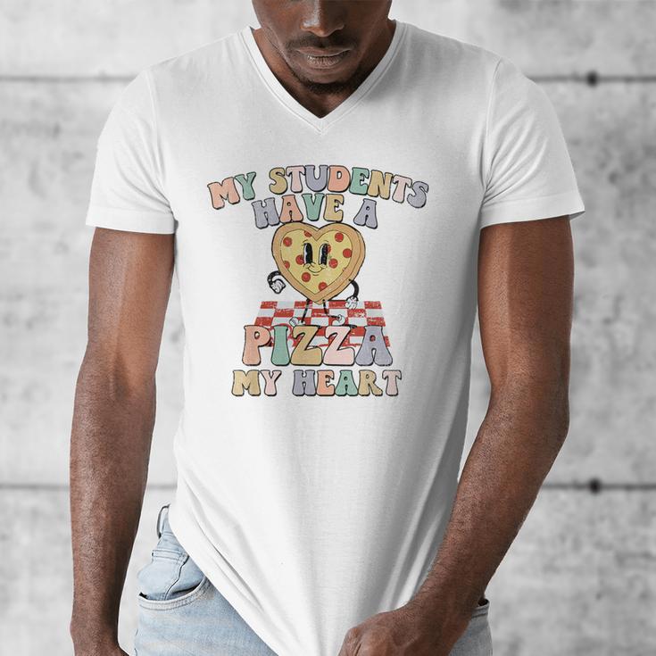 My Students Have A Pizza-My-Heart Valentines Day Teacher Men's V-Neck T-Shirt, funny design