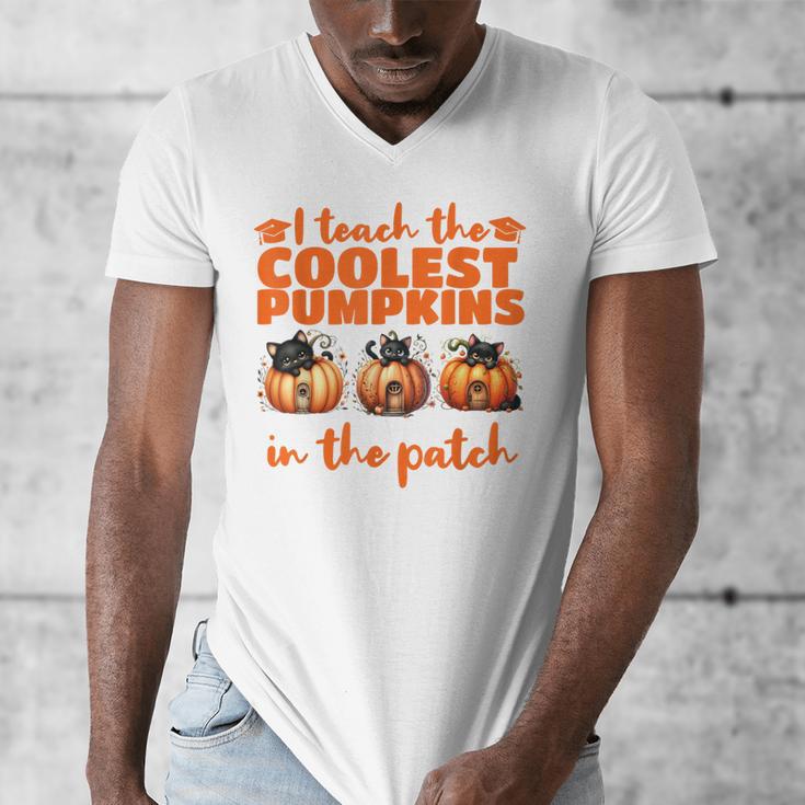 I Teach The Cutest Pumpkins Halloween Teacher Cat Lover Men's V-Neck T-Shirt, funny design I Teach The Cutest Pumpkins Halloween Teacher Cat Lover Men's V-Neck T-Shirt, funny design
